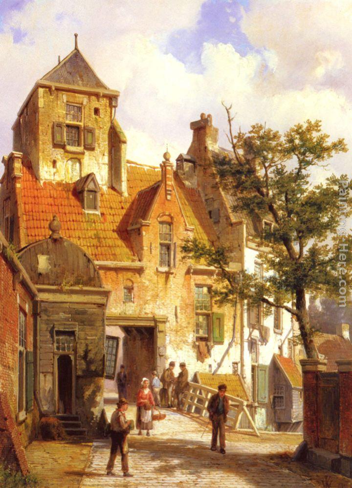 Willem Koekkoek A Street Scene in Haarlem
